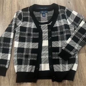 Black and White Plaid Cardigan 2 PC